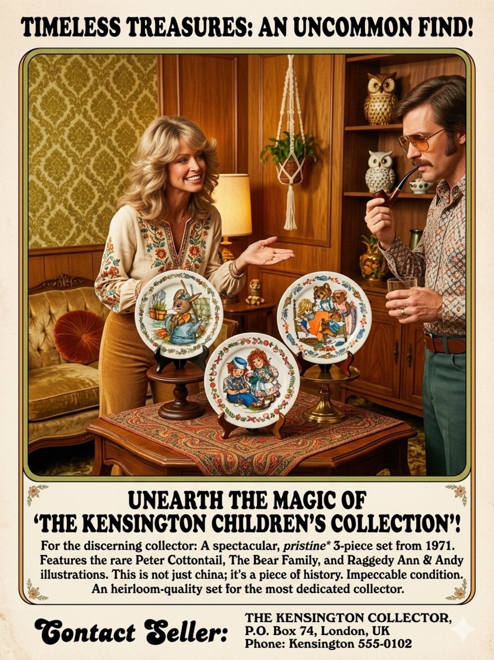 Kensington Children’s Collector Plates - Set of 3 (Cream, Blue, Brown Accents)
